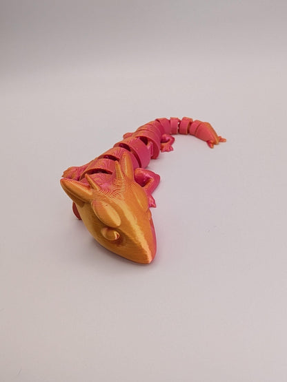 Articulated Fire Dragon - 3D Printed Silk Red Gold Dragon