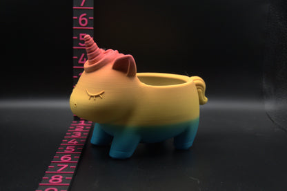 3D Printed Rainbow Unicorn Planter – Desk Organizer