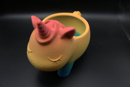 3D Printed Rainbow Unicorn Planter – Desk Organizer