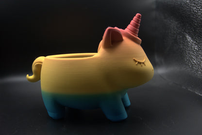 3D Printed Rainbow Unicorn Planter – Desk Organizer