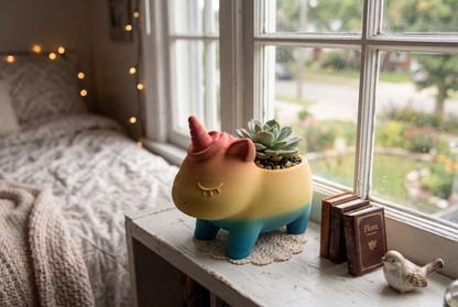3D Printed Rainbow Unicorn Planter – Desk Organizer