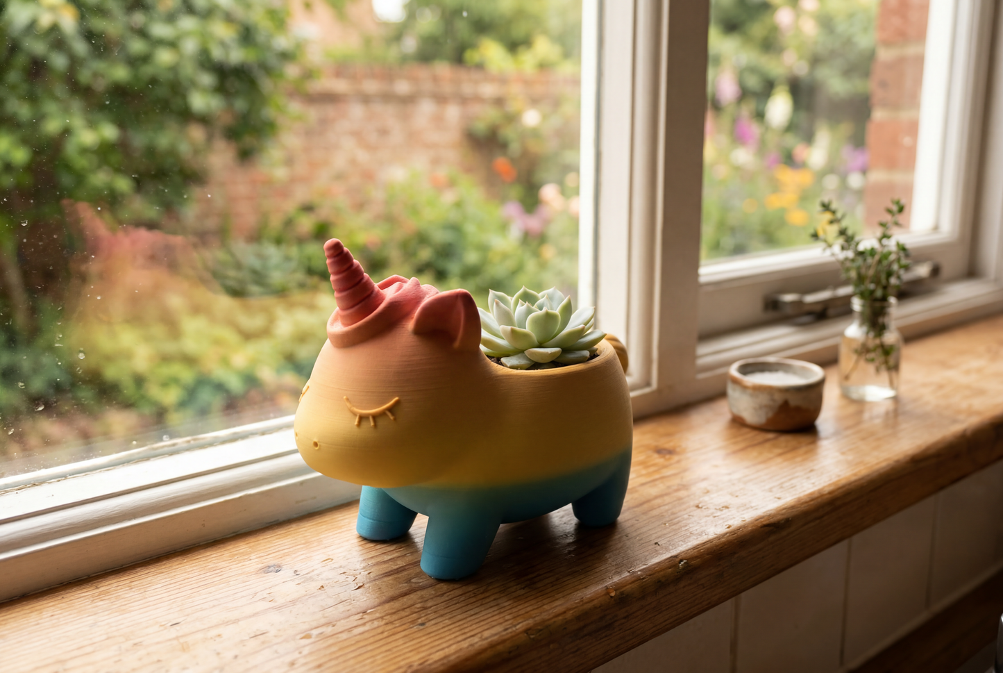 3D Printed Rainbow Unicorn Planter – Desk Organizer