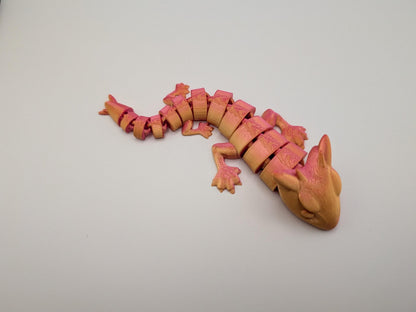Articulated Fire Dragon - 3D Printed Silk Red Gold Dragon